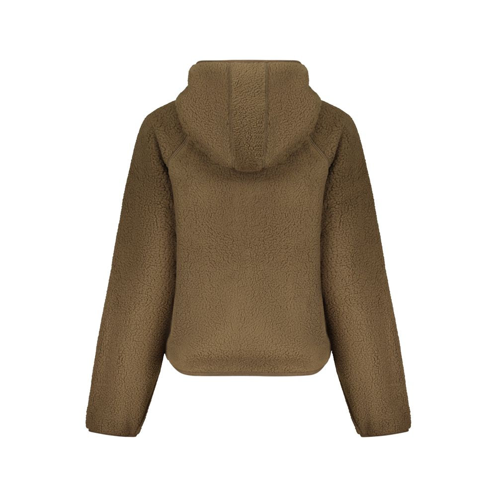 Sweat-shirt marron en polyester pour femmes de Guess Jeans, coupe décontractée avec logo Guess visible.