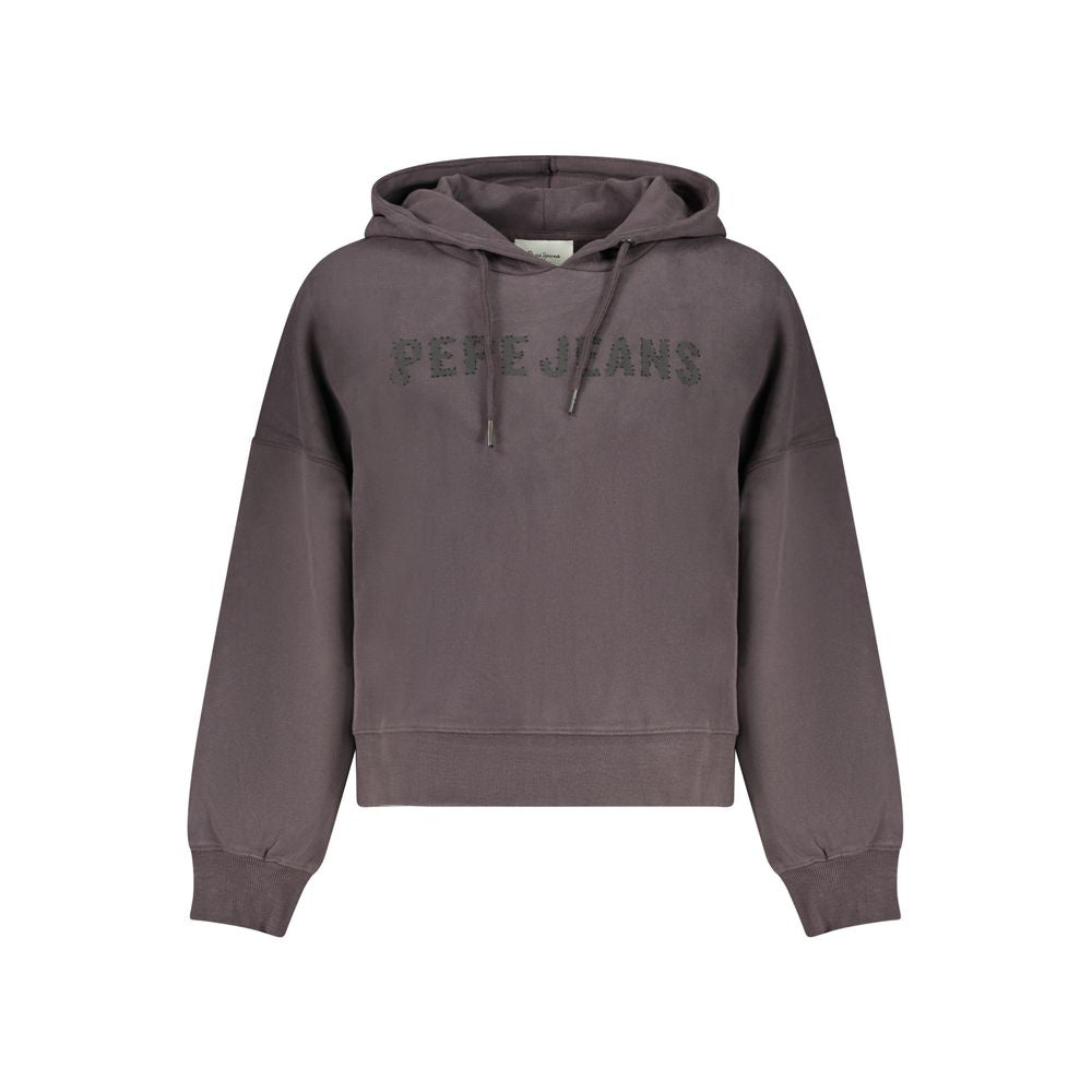 Sweatshirt pour femmes en coton noir de la marque Pepe Jeans, vue de face avec col rond et manches longues.
