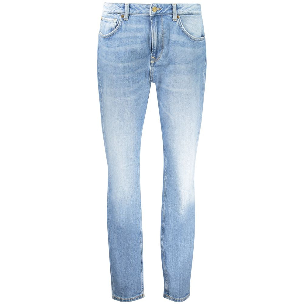 Jean en coton pour femme Pepe Jeans Azzurro, coupe classique avec détails modernes, vue de face montrant la couleur bleue pâle.