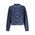 Veste en coton bleu pour femmes Pepe Jeans, style décontracté avec fermeture éclair et poches, mode tendance et confortable.