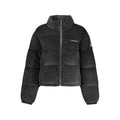 Veste pour femme Guess Jeans en polyester noir, style décontracté avec col et fermeture éclair visible.