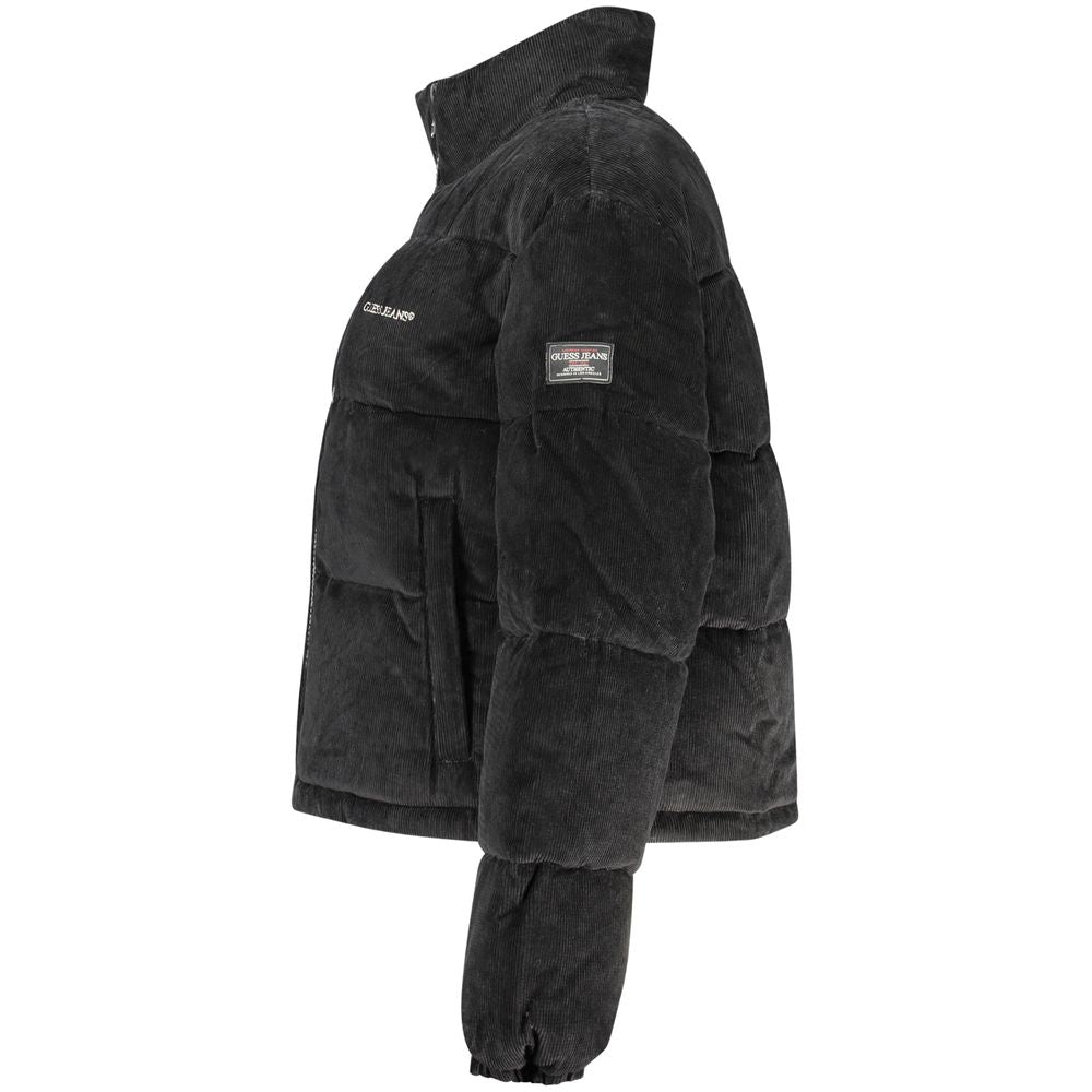 Veste en polyester noire pour femme de la marque Guess Jeans, style moderne et élégante avec détails classiques.