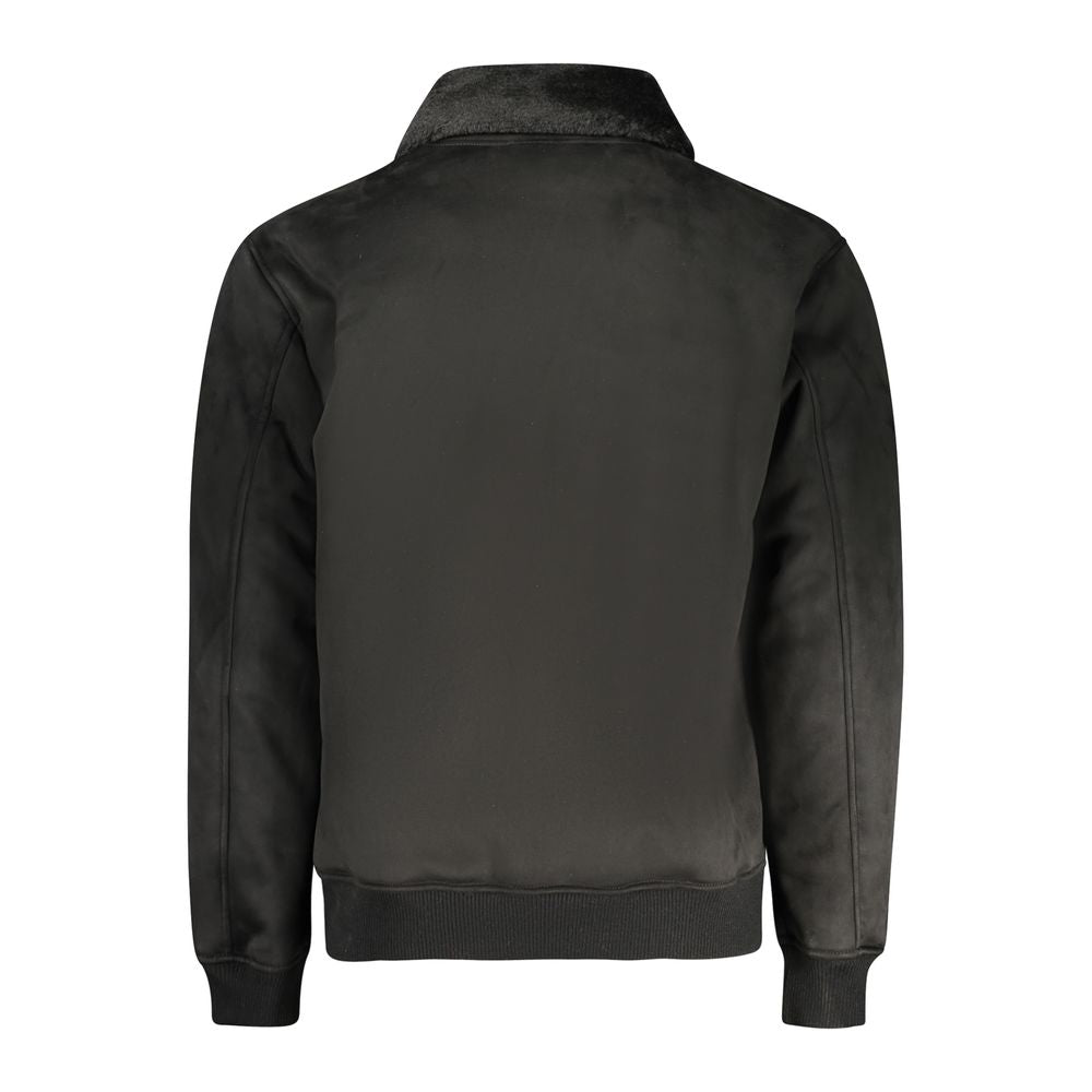 Veste en jean noire pour homme de Guess Jeans en polyuréthane, style décontracté, visible en gros plan.