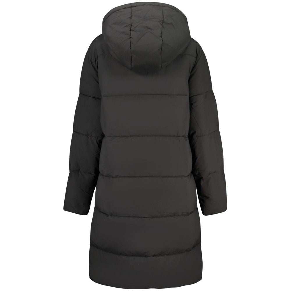 Veste pour femmes Guess Jeans en polyester noire, style décontracté avec fermeture éclair et col montant.