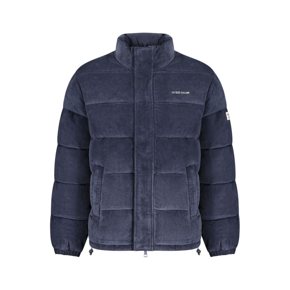 Veste en polyester bleue pour homme de Guess Jeans, style décontracté avec fermeture éclair et poches modernes.