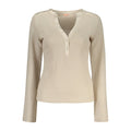 Pull en polyester beige pour femmes de Guess Jeans, sweater élégant avec coupe décontractée et détails modernes.