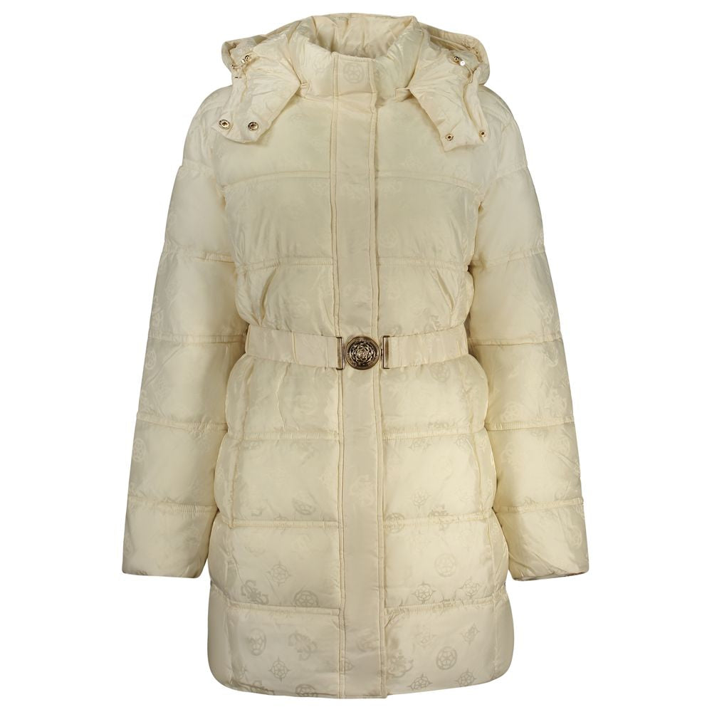 Veste beige en poliamide pour femme de Guess Jeans, coupe élégante, avec détails de couture visibles.