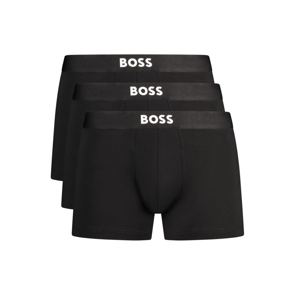 Boxers pour hommes Hugo Boss en coton noir, coupe confortable et élégante, avec ceinture assortie.