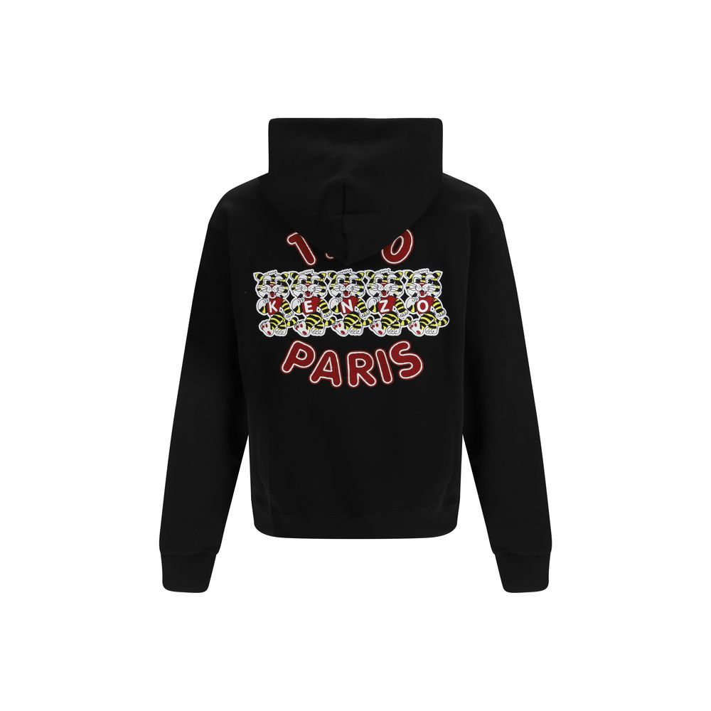 Sweat-shirt noir en coton de la marque Kenzo, coupe décontractée avec logo Kenzo visible sur la poitrine.