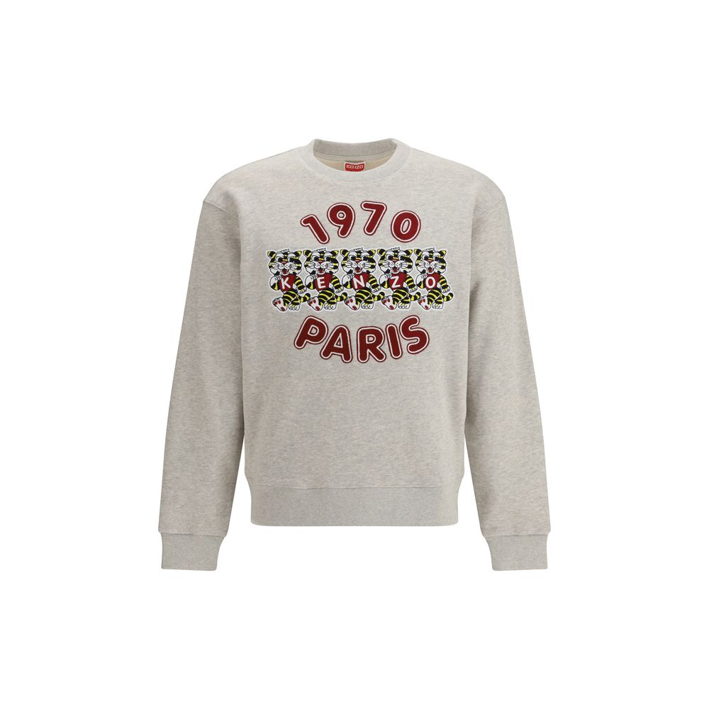 Sweat-shirt gris en coton de la marque Kenzo, doux et confortable, avec logo discret visible sur le devant.