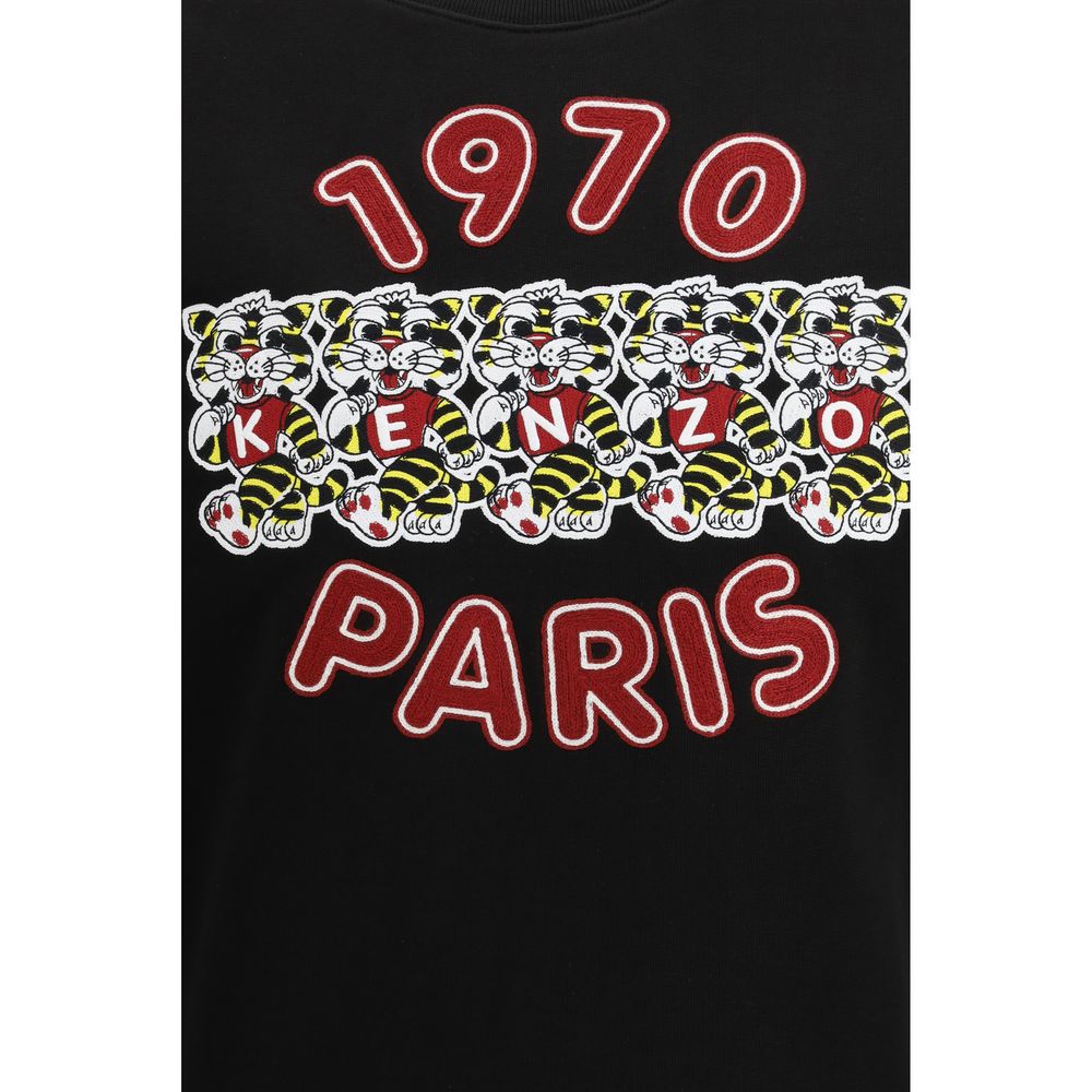 Sweat-shirt en coton noir de la marque Kenzo, doux et confortable, avec logo Kenzo visible à l'avant.