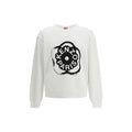 Sweat-shirt blanc en coton de la marque Kenzo, à manches longues et logo discret sur la poitrine.