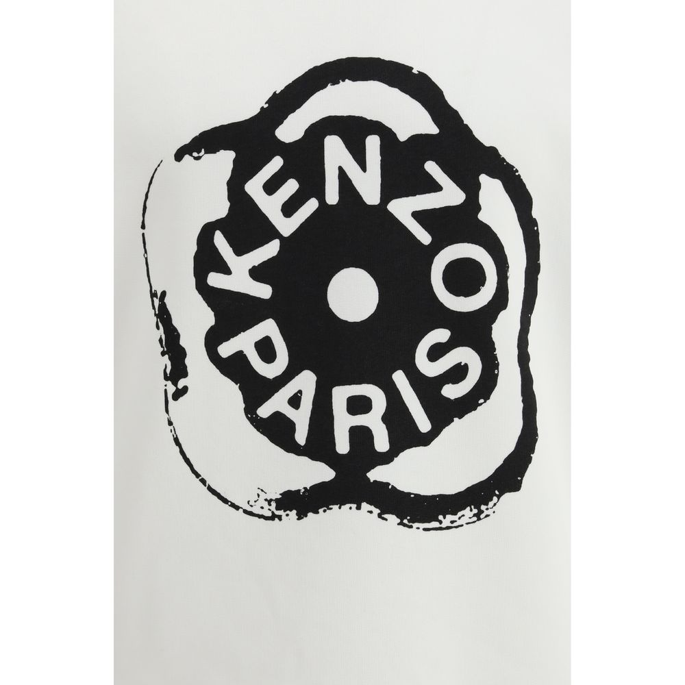 Sweat-shirt blanc en coton de la marque Kenzo, modèle décontracté avec logo visible, porté sur un fond neutre.