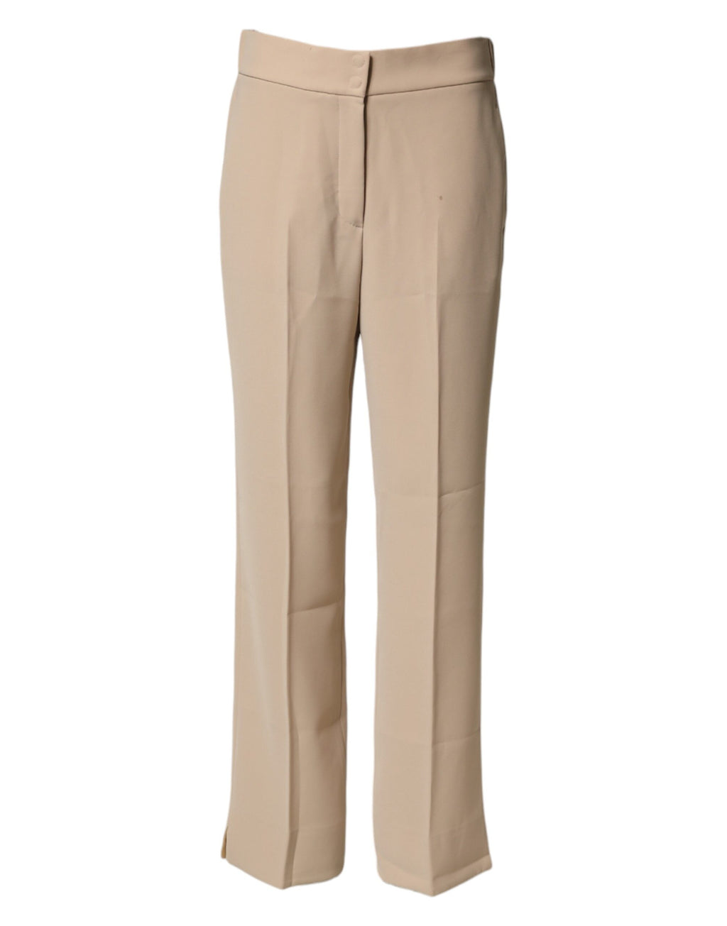 Pantalon chino beige à taille haute et coupe droite de la marque Emporio Armani, visible sur l'image.