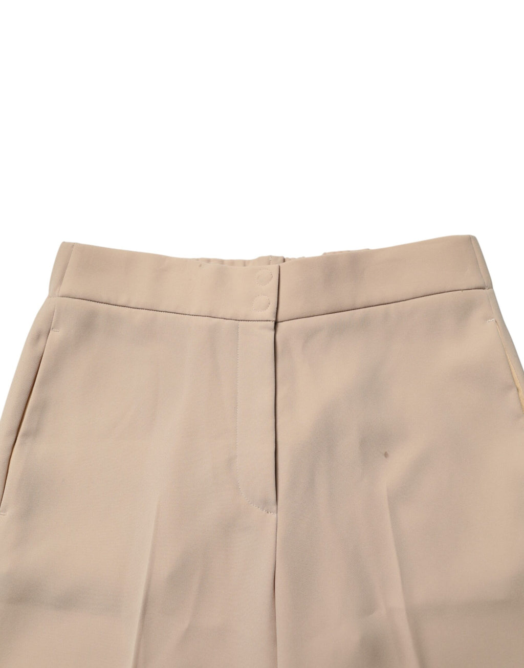 Pantalon chino beige à taille haute et coupe droite de la marque Emporio Armani, vue de face sur un fond neutre.