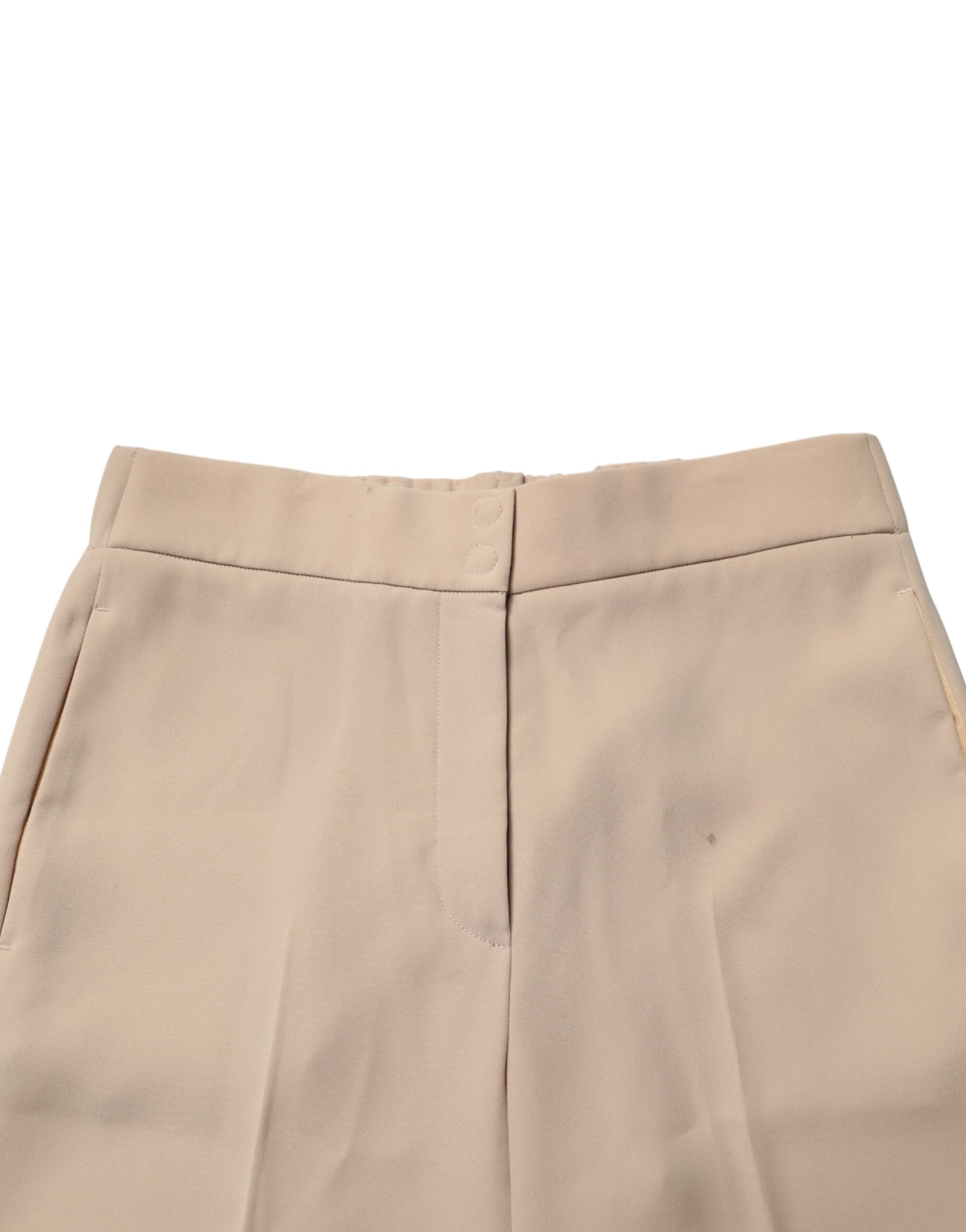 Pantalon chino beige à taille haute et coupe droite de la marque Emporio Armani, vue de face sur un fond neutre.