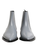 Bottines Chelsea gris clair Dolce & Gabbana pour femmes, chaussures élégantes à la cheville avec semelle en cuir.