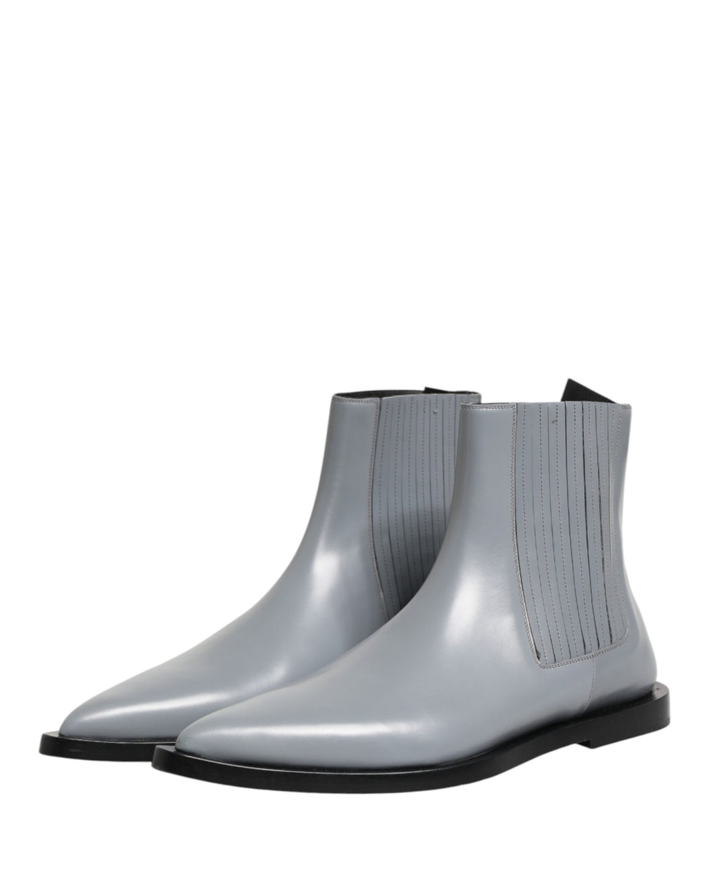 Chaussures Chelsea courtes gris clair Dolce & Gabbana pour femmes, bottines élégantes en cuir avec semelle fine.