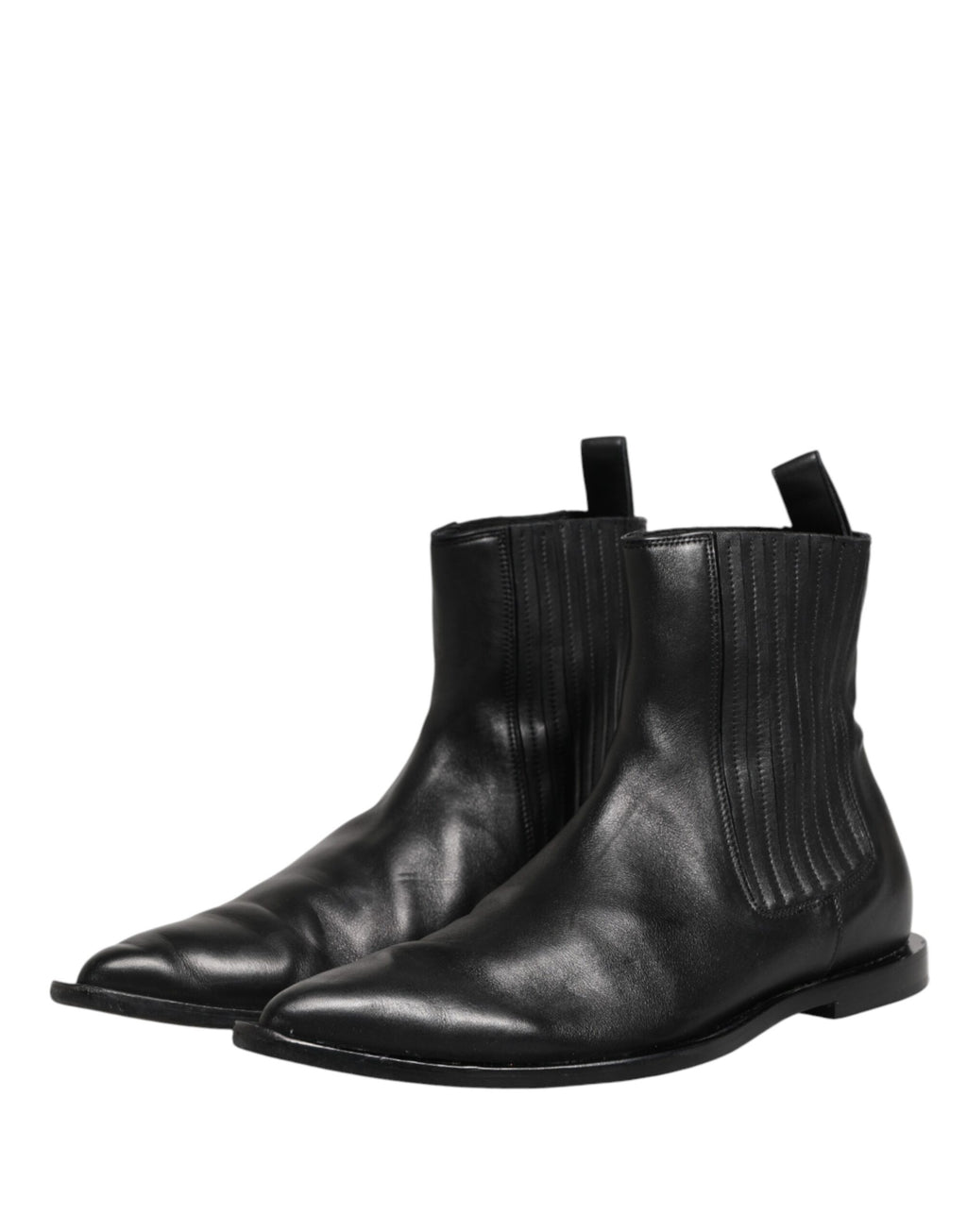 Chaussures Chelsea noires pour hommes de Dolce & Gabbana, bottines courtes à la cheville en cuir élégant.