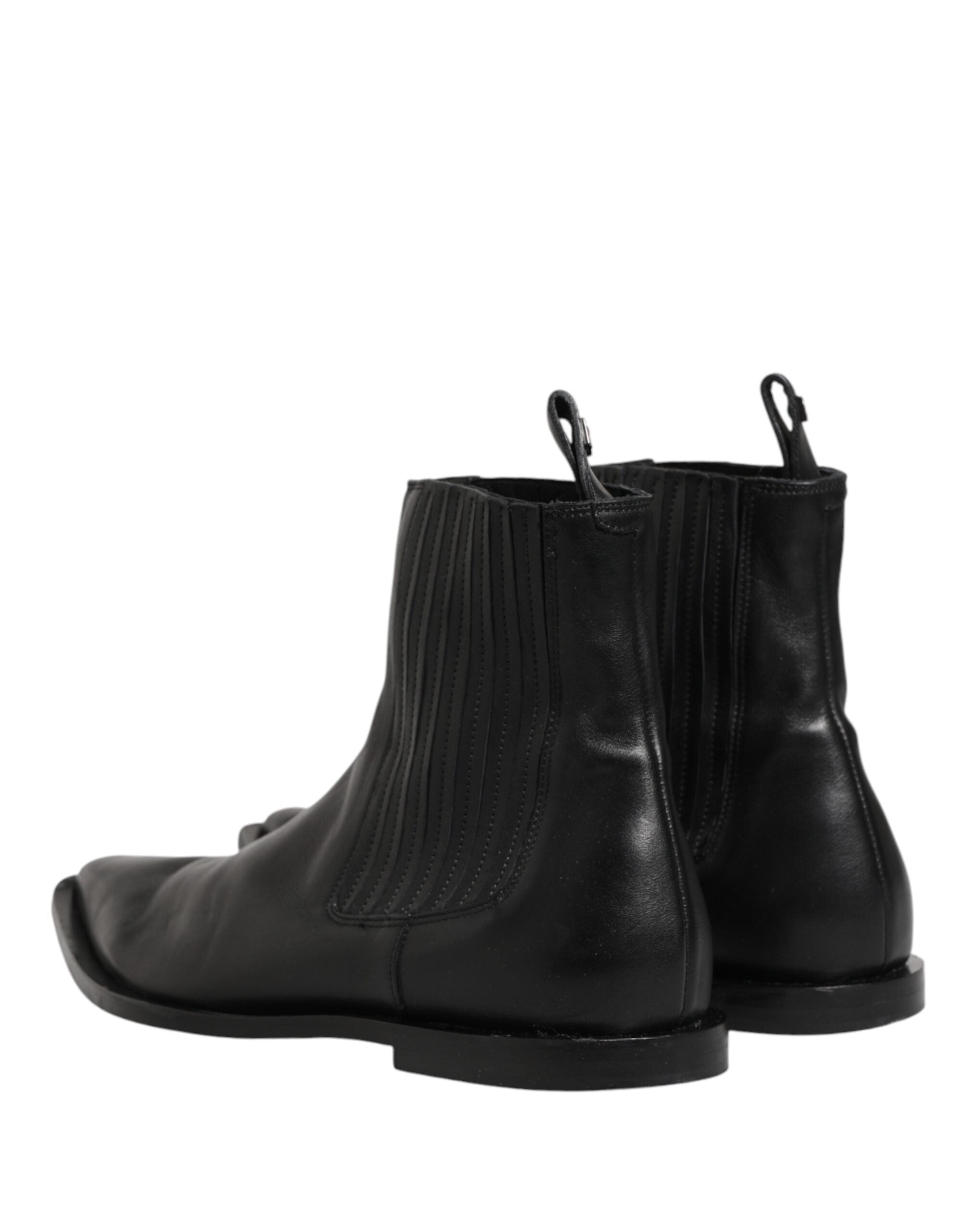 Chaussures Chelsea noires pour hommes de Dolce & Gabbana, bottines courtes à la cheville en cuir élégant.
