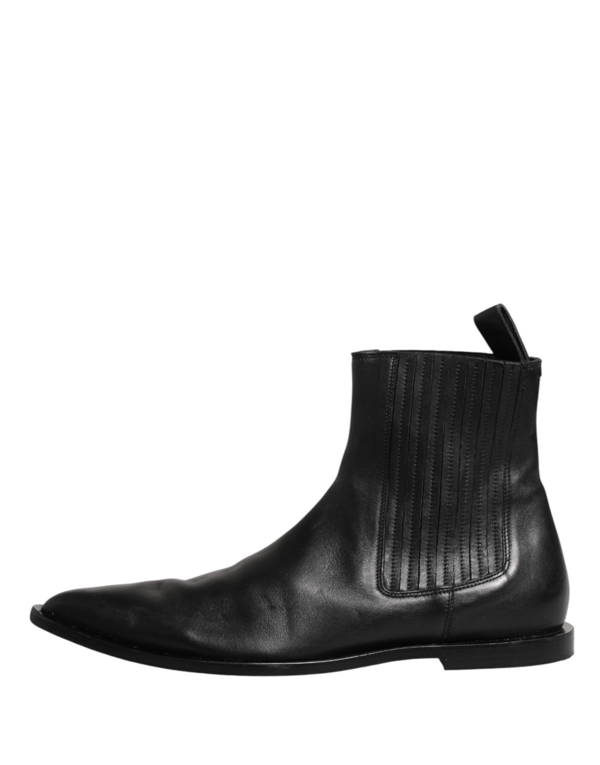 Bottines Chelsea noires pour hommes de Dolce & Gabbana, chaussures courtes à la cheville avec design élégant.