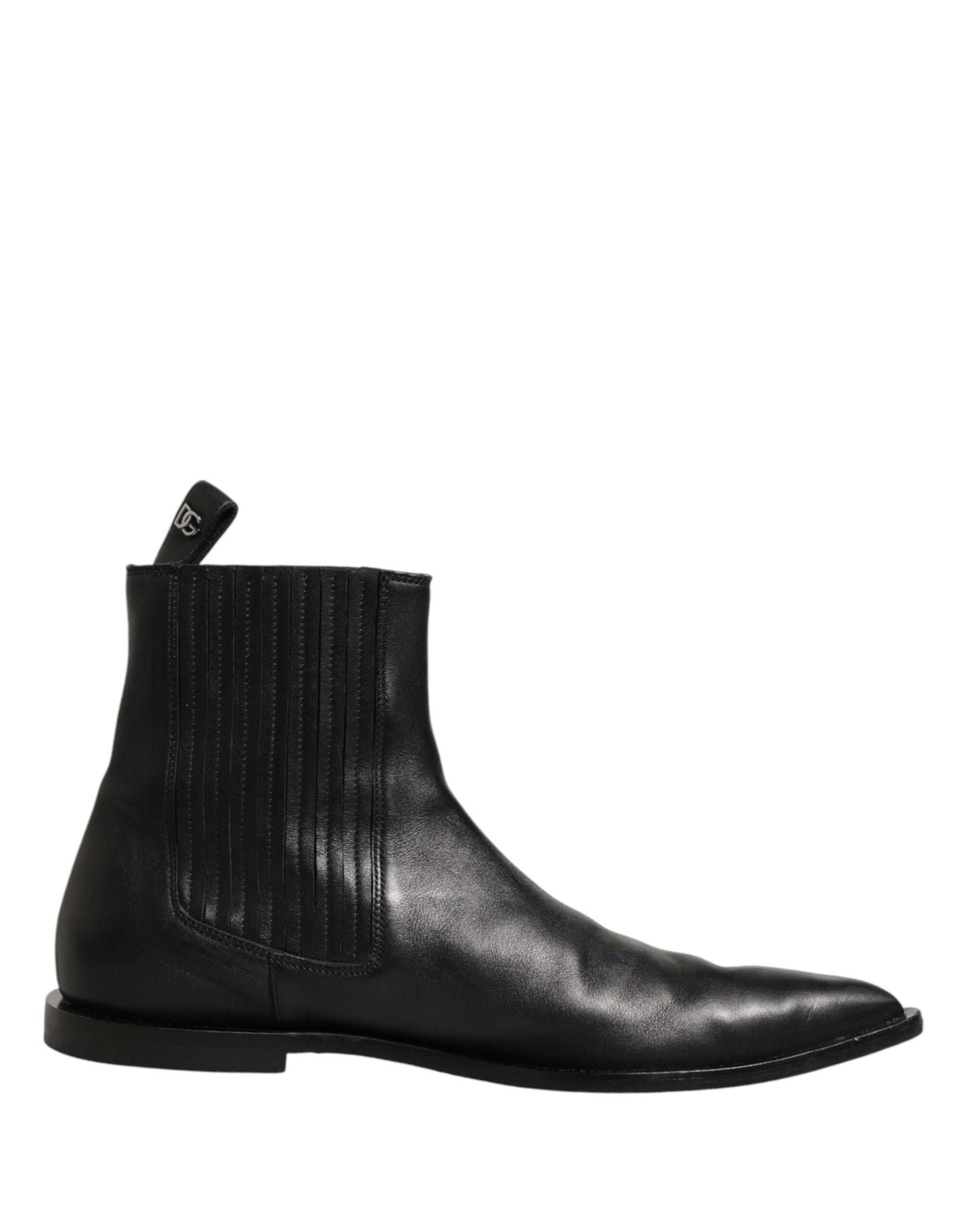 Chaussures Chelsea noires pour hommes de Dolce & Gabbana, bottines courtes et élégantes en cuir noir.