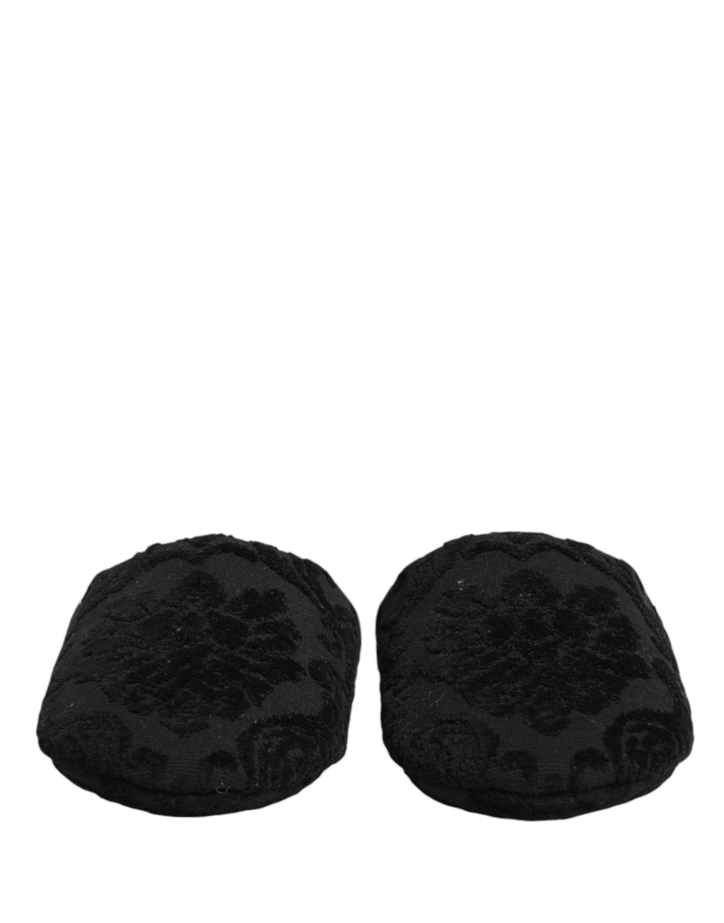 Chaussures slippers plates Dolce & Gabbana noires avec logo brodé, confortables et élégantes pour un look chic et décontracté.