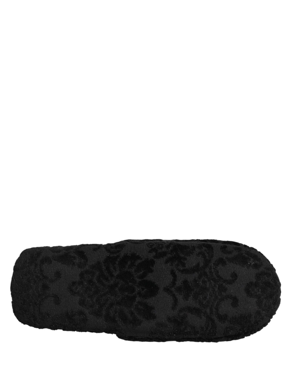 Chaussures Dolce & Gabbana, slippers plates noires avec logo brodé, confortables et élégantes pour un style chic décontracté.