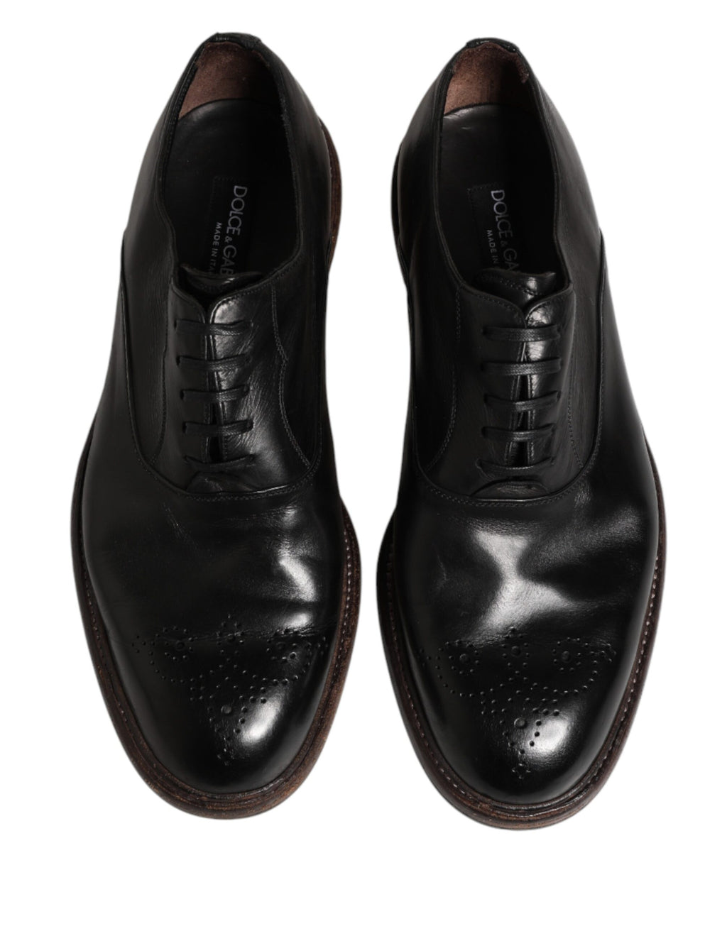 Chaussures Oxford en cuir de veau noir de Dolce & Gabbana, élégantes et sophistiquées pour homme.