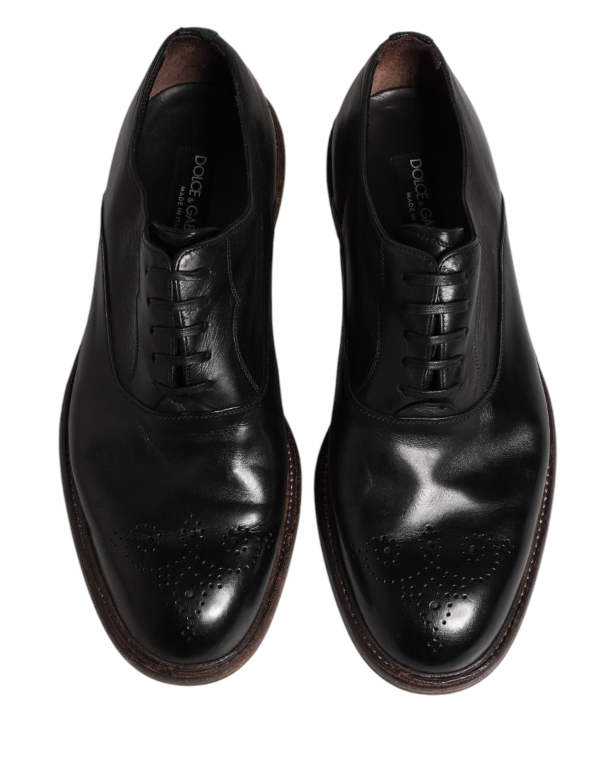 Chaussures Oxford en cuir de veau noir de Dolce & Gabbana, élégantes et sophistiquées pour homme.