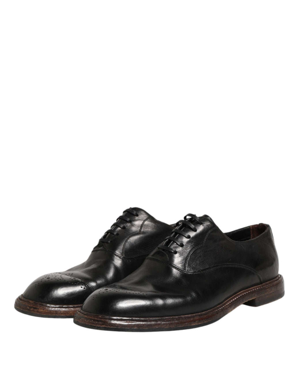 Chaussures Oxford en cuir de veau noir de Dolce & Gabbana, élégantes et classiques pour homme.