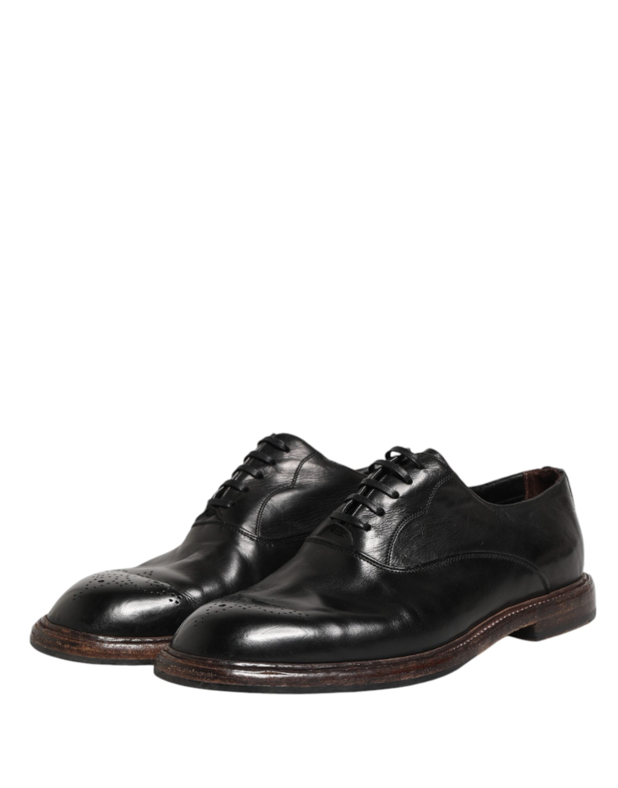Chaussures Oxford en cuir de veau noir de Dolce & Gabbana, élégantes et classiques pour homme.