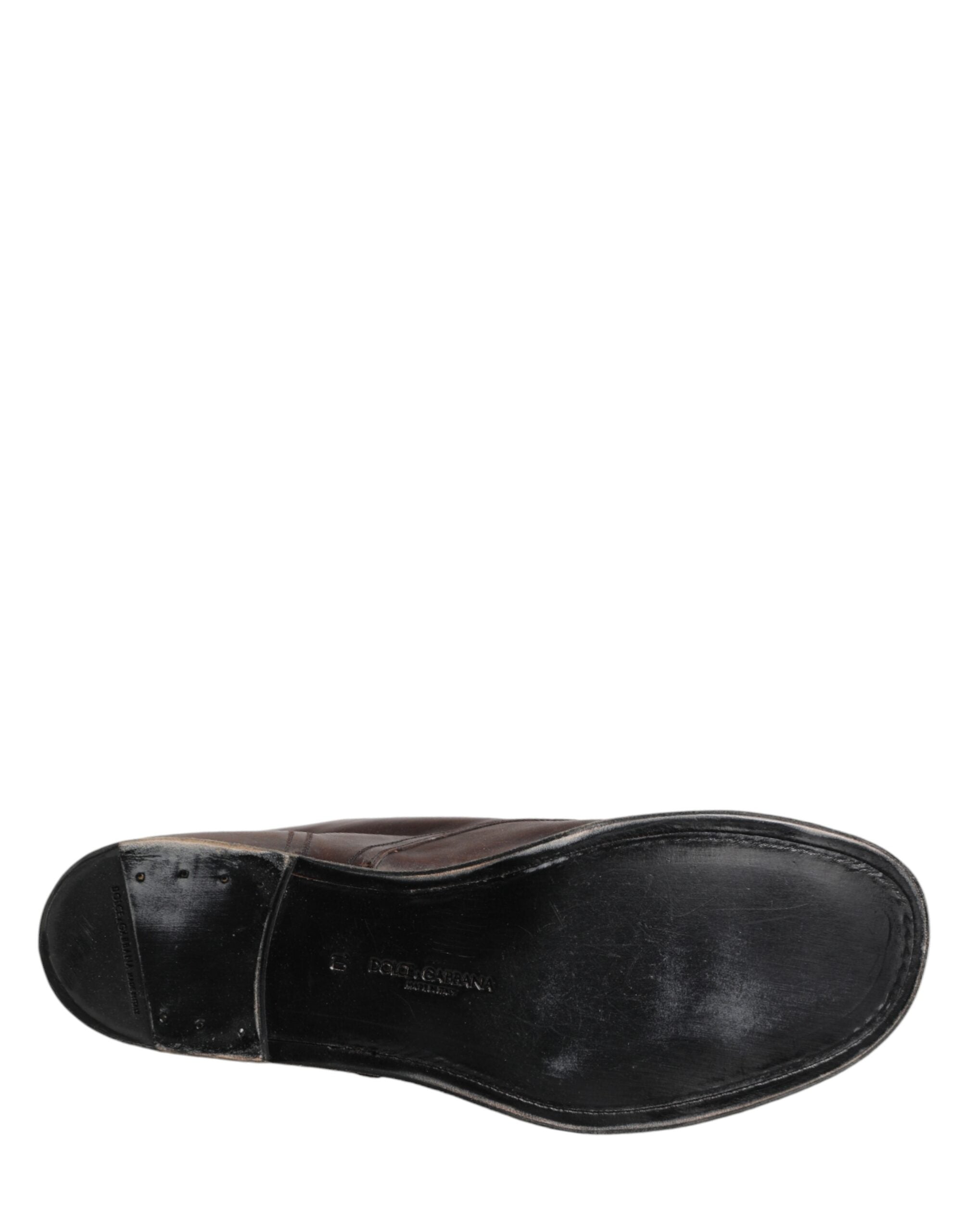 Chaussures homme Dolce & Gabbana, bottines courtes en cuir marron à lacets, style élégant et moderne.
