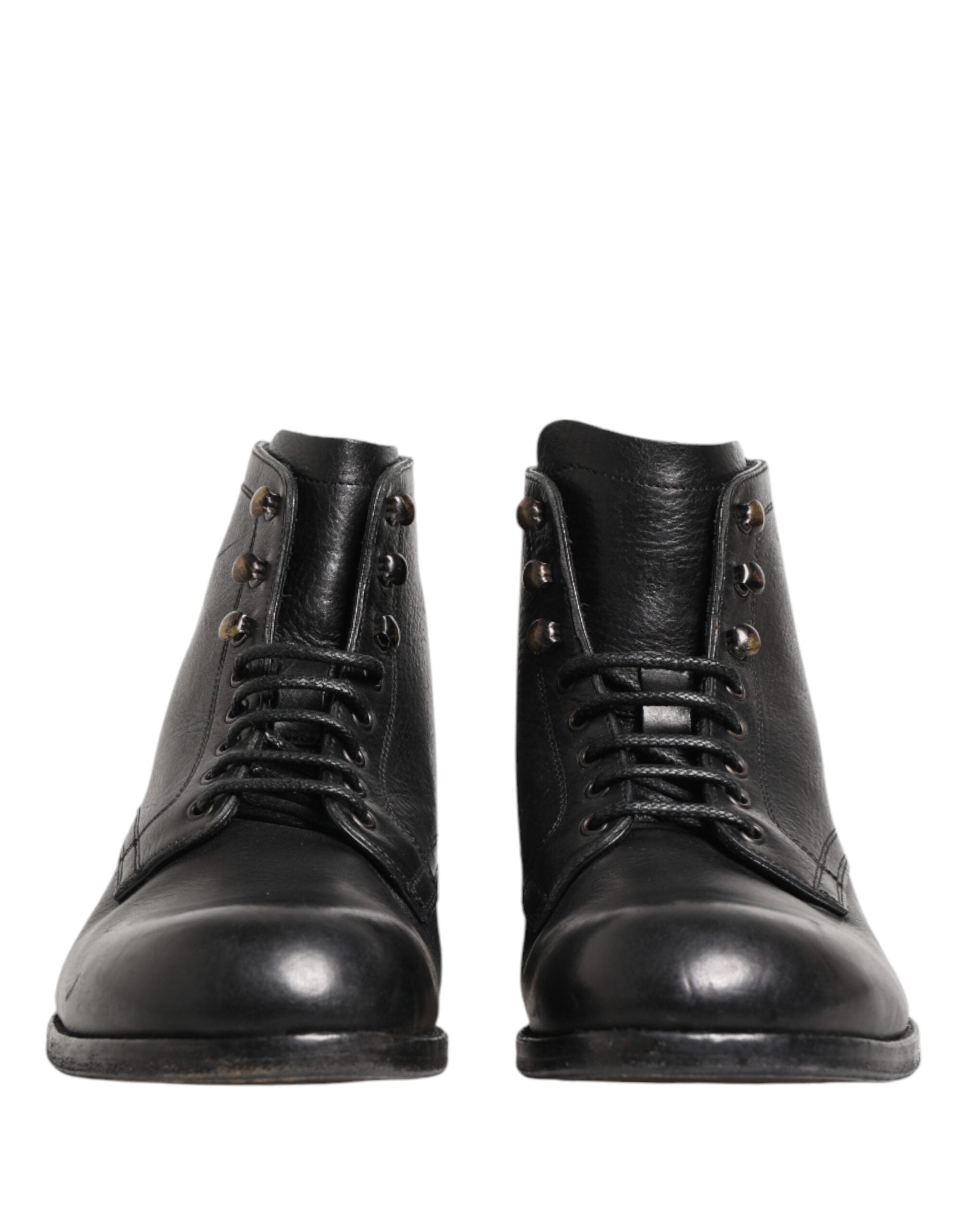 Bottines homme Dolce & Gabbana noires à lacets, chaussures courtes jusqu'à la cheville, style élégant et moderne.
