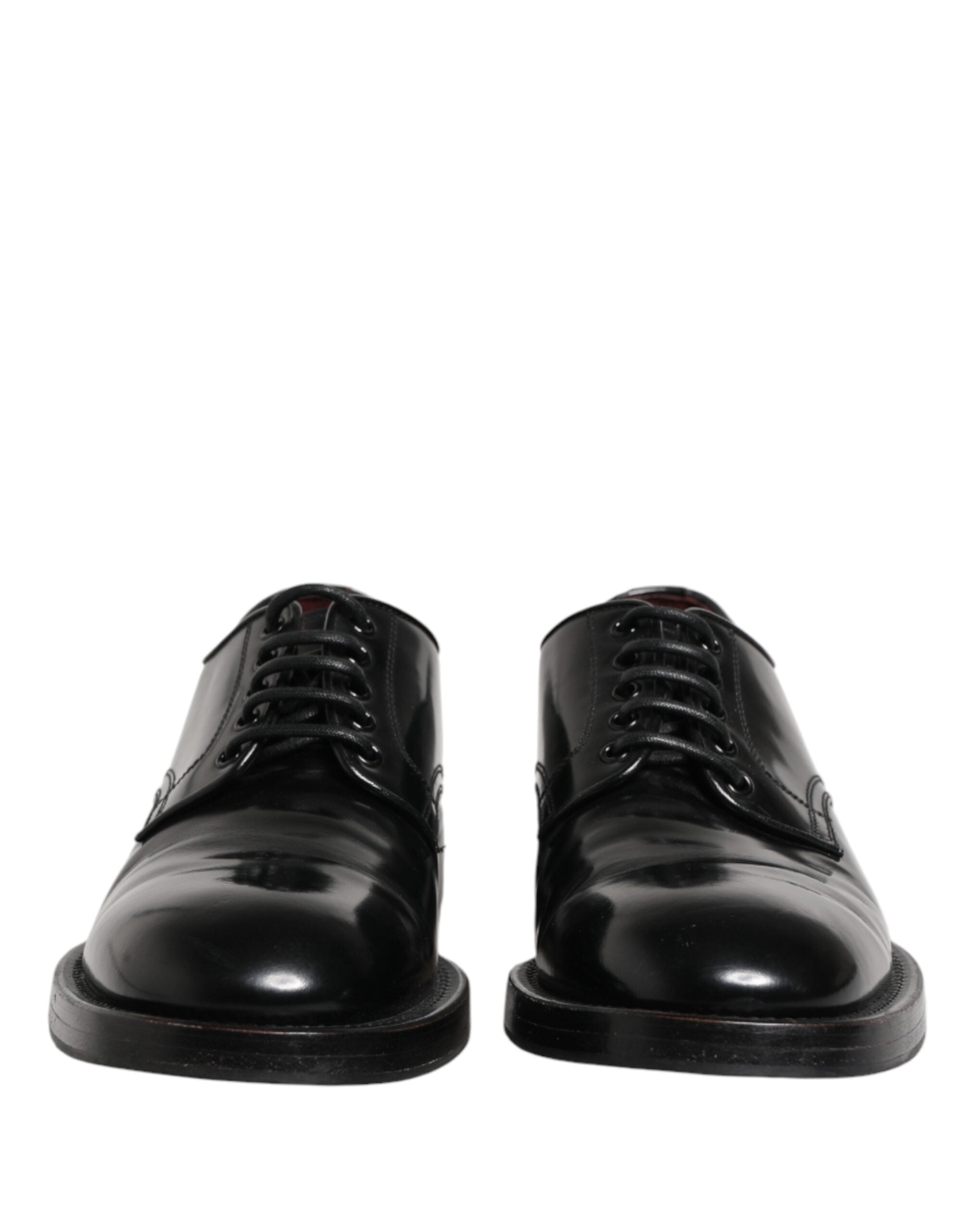 Chaussures Derby en cuir noir Dolce & Gabbana avec lacets pour homme, élégantes et sophistiquées.