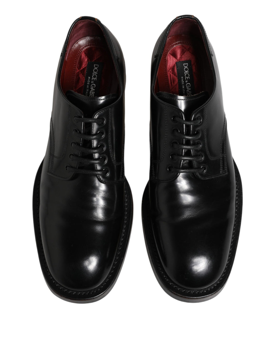 Chaussures Derby en cuir noir Dolce & Gabbana avec laçage pour hommes, élégantes et sophistiquées.