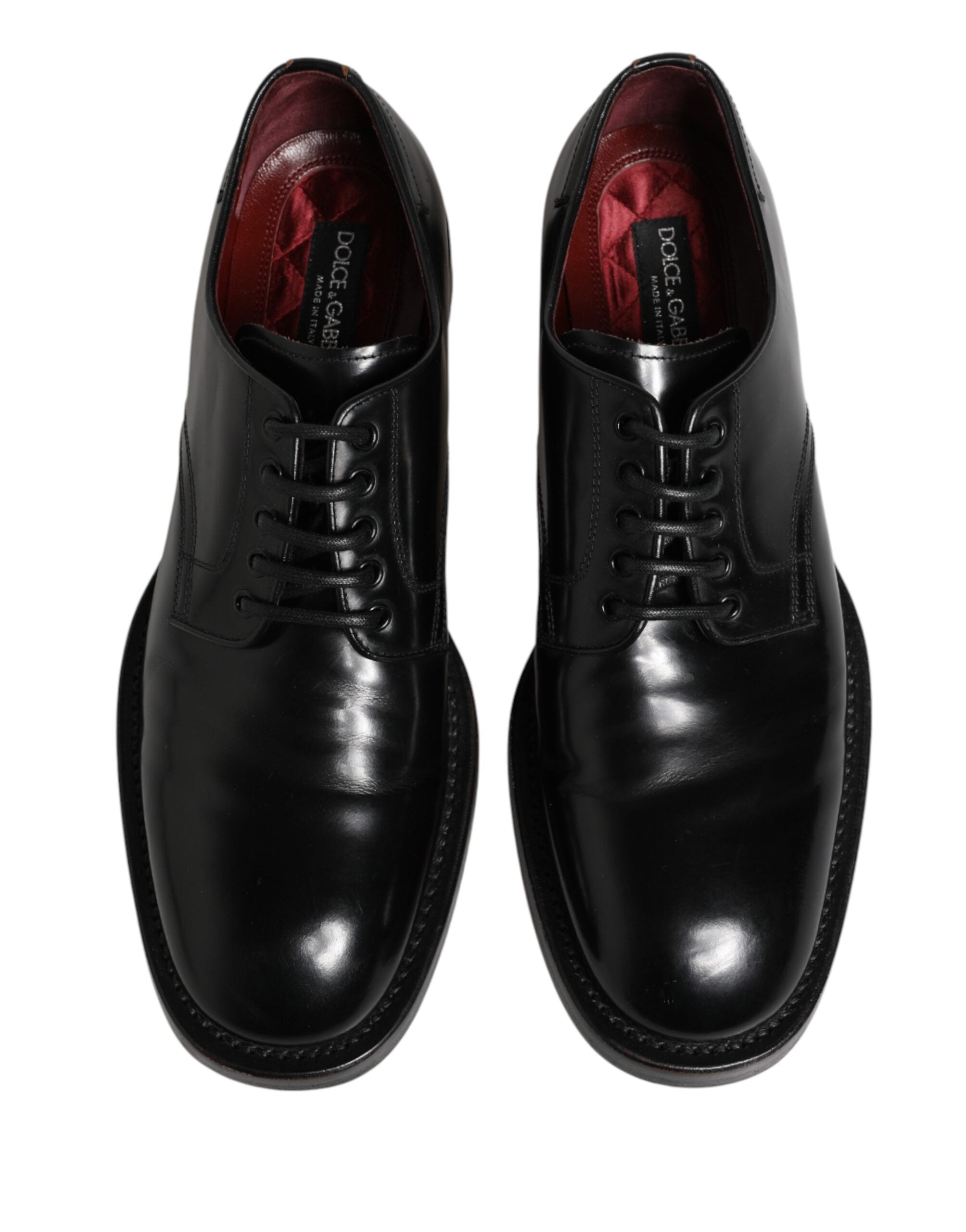 Chaussures Derby en cuir noir Dolce & Gabbana avec laçage pour hommes, élégantes et sophistiquées.