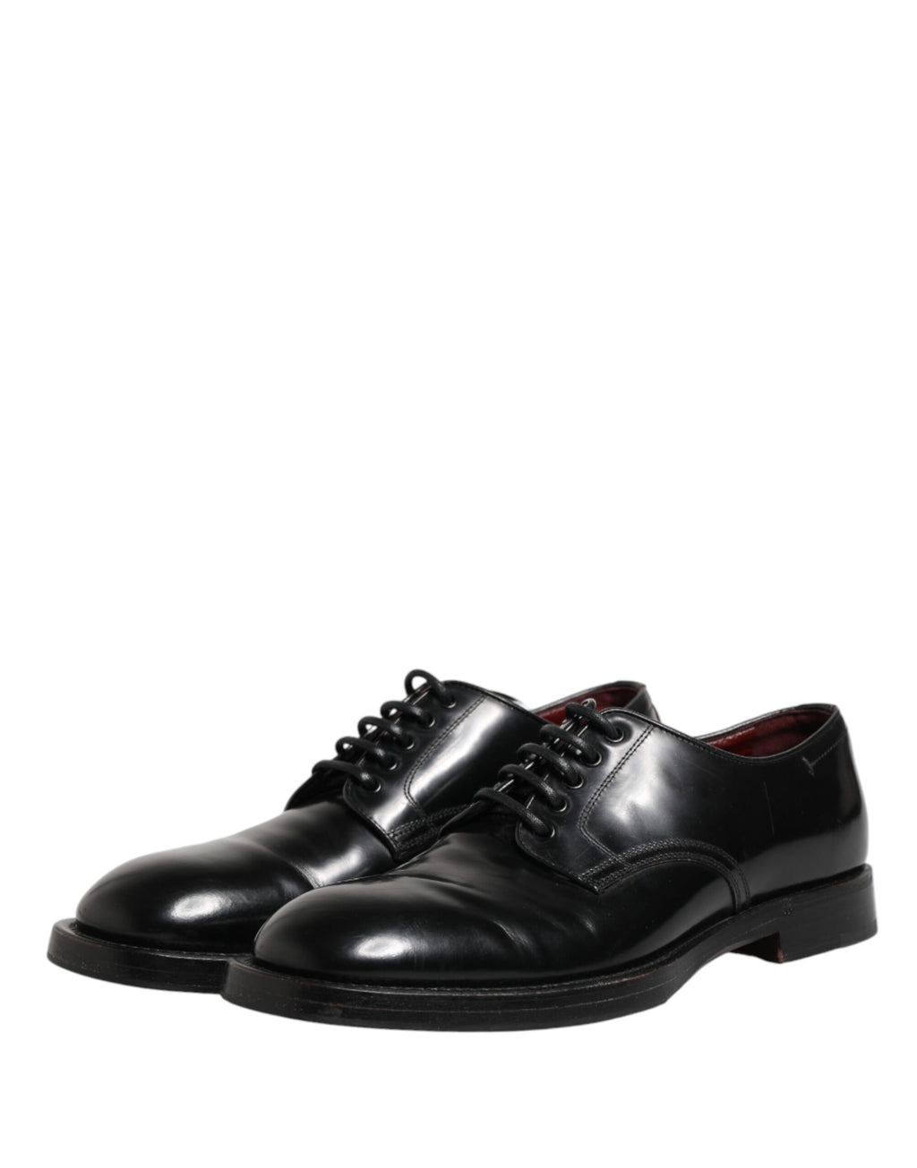 Chaussures derby en cuir noir Dolce & Gabbana avec laçage, élégantes et sophistiquées pour hommes.