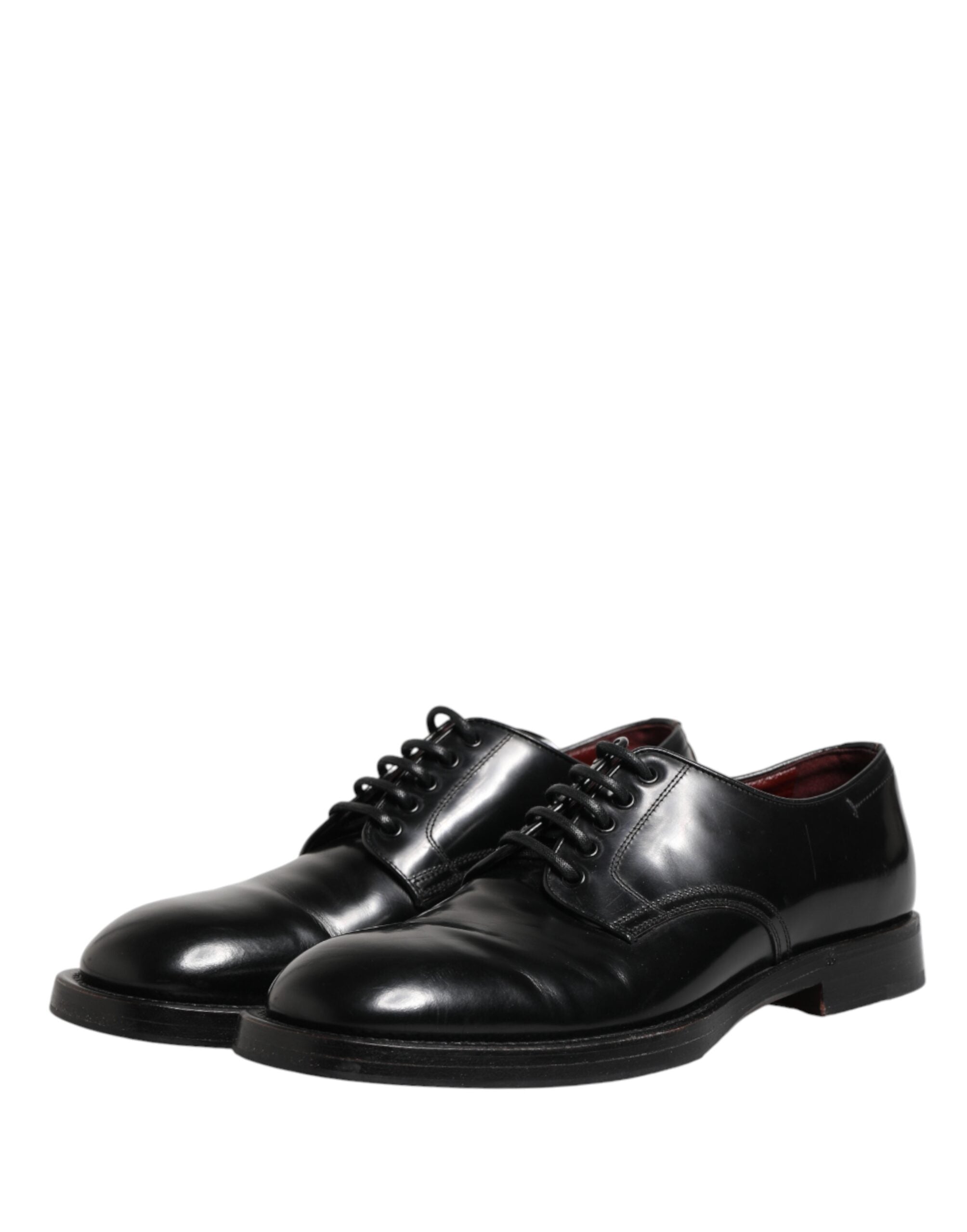 Chaussures derby en cuir noir Dolce & Gabbana avec laçage, élégantes et sophistiquées pour hommes.