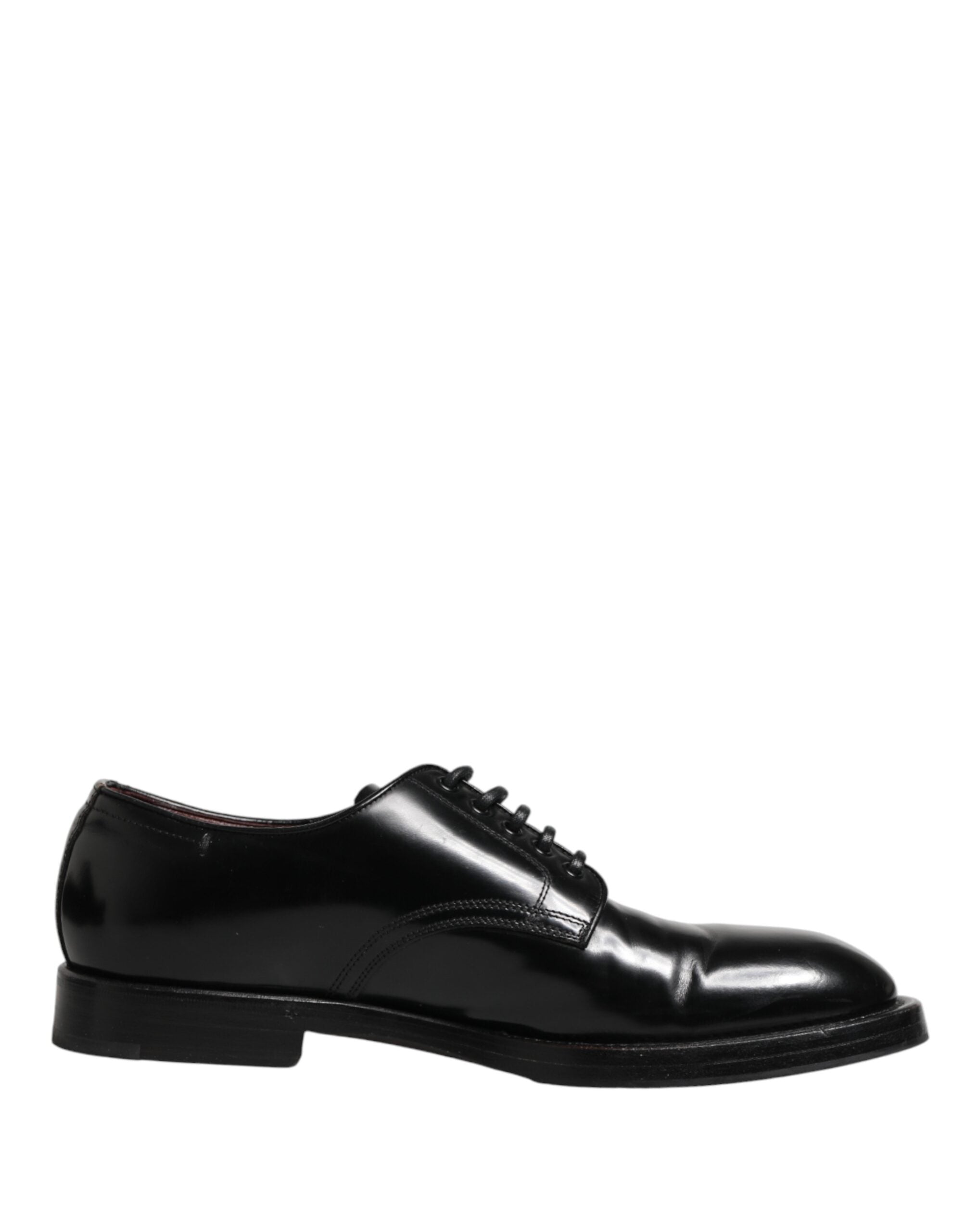 Chaussures Derby en cuir noir Dolce & Gabbana, à lacets, élégantes et sophistiquées pour hommes.