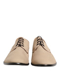 Chaussures derby homme Dolce & Gabbana en toile beige, lacets, style élégant et sophistiqué.
