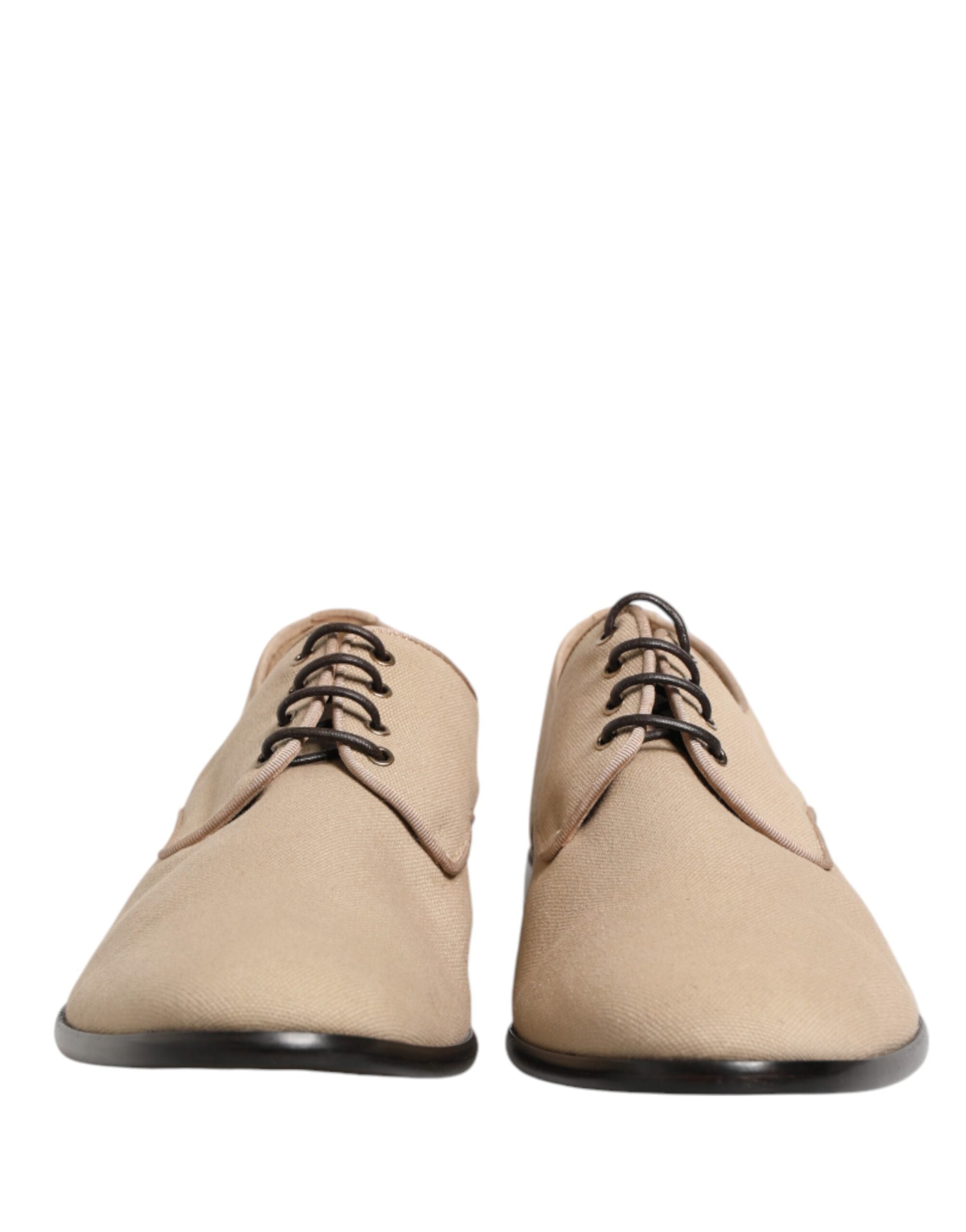 Chaussures derby homme Dolce & Gabbana en toile beige, lacets, style élégant et sophistiqué.