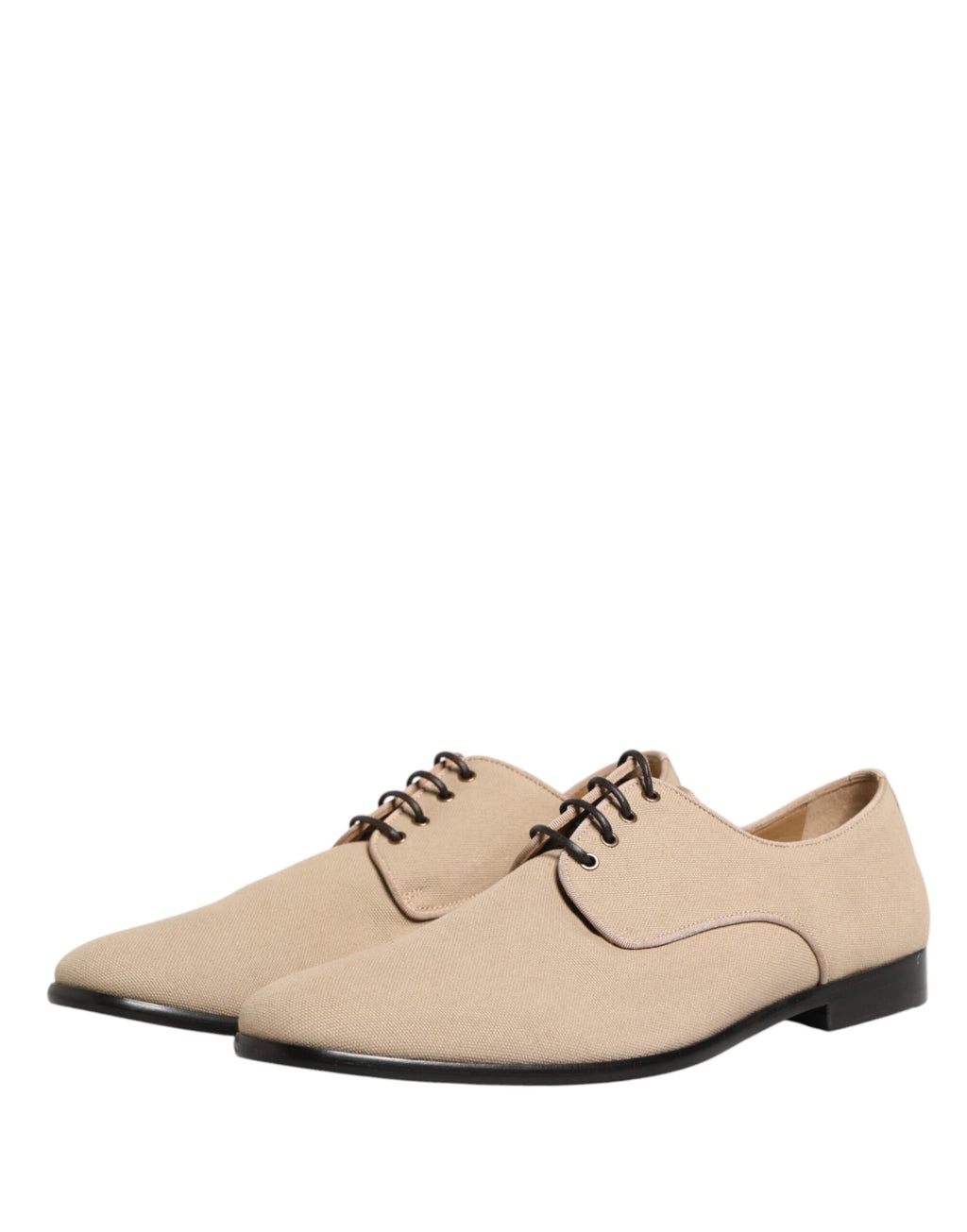 Chaussures Derby en toile beige Dolce & Gabbana pour homme avec lacets, style élégant et tendance.