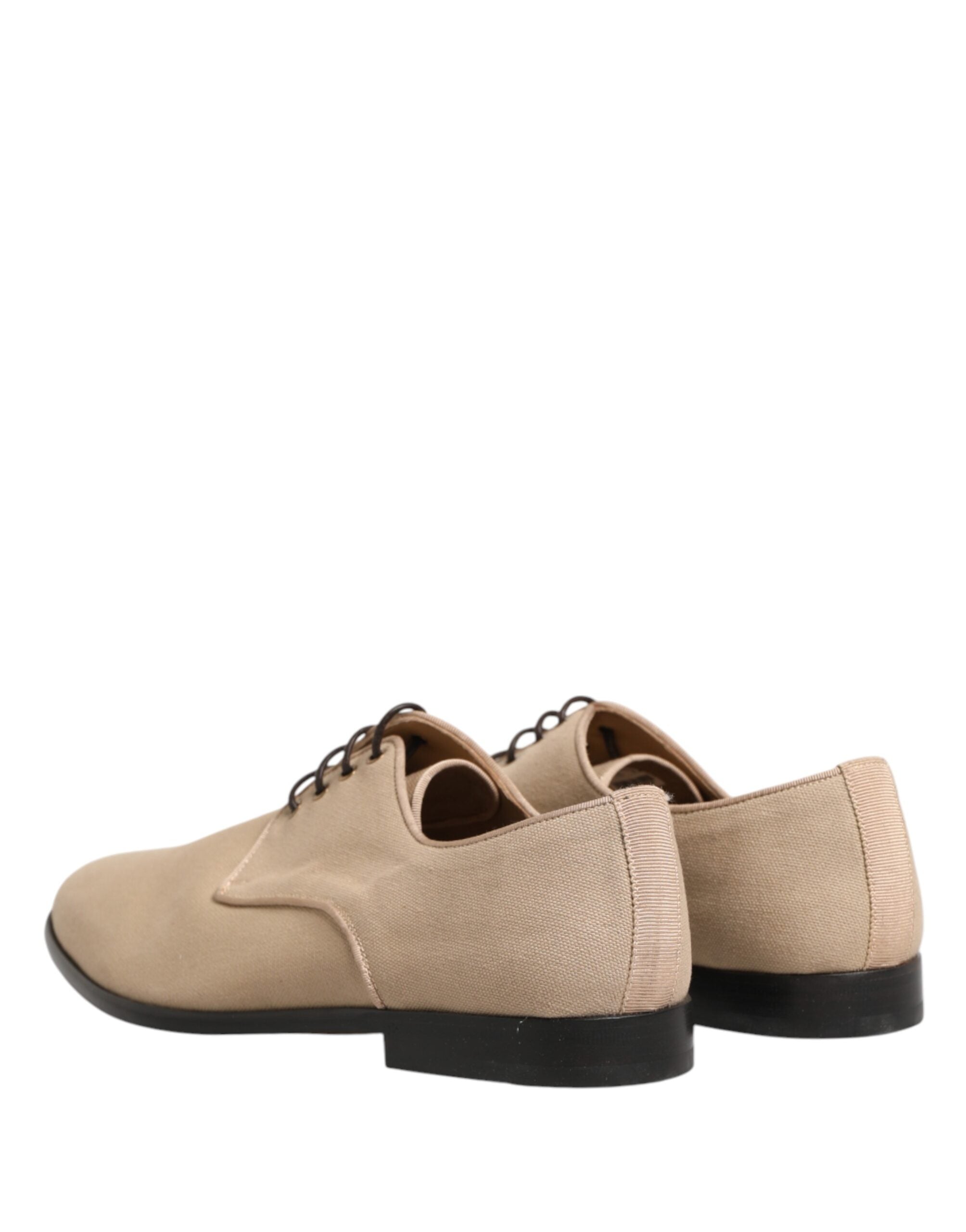 Chaussures Derby pour homme Dolce & Gabbana en toile beige avec lacets, style élégant et décontracté.