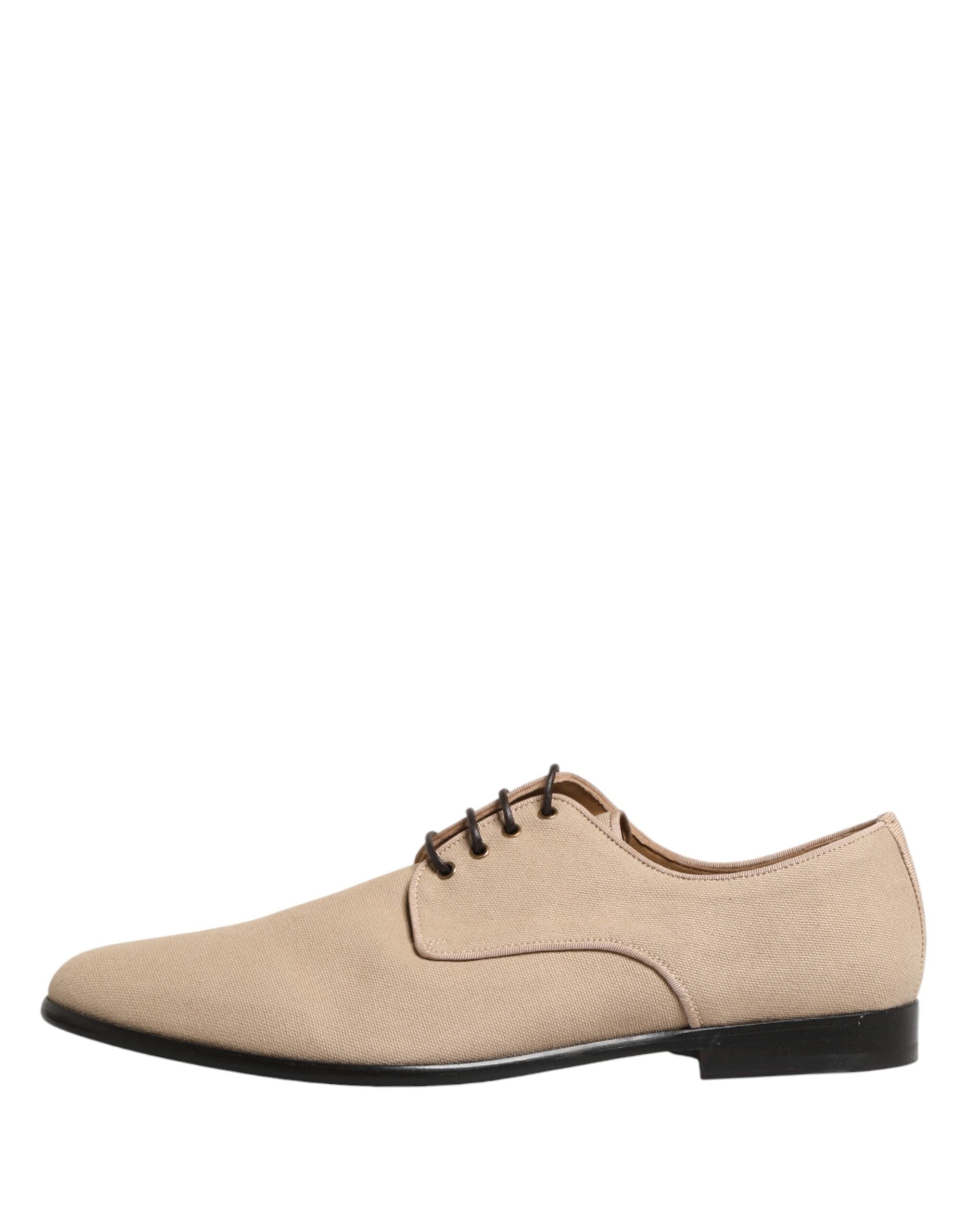 Chaussures pour homme Dolce & Gabbana Derby en toile beige avec lacets, style élégant et sophistiqué