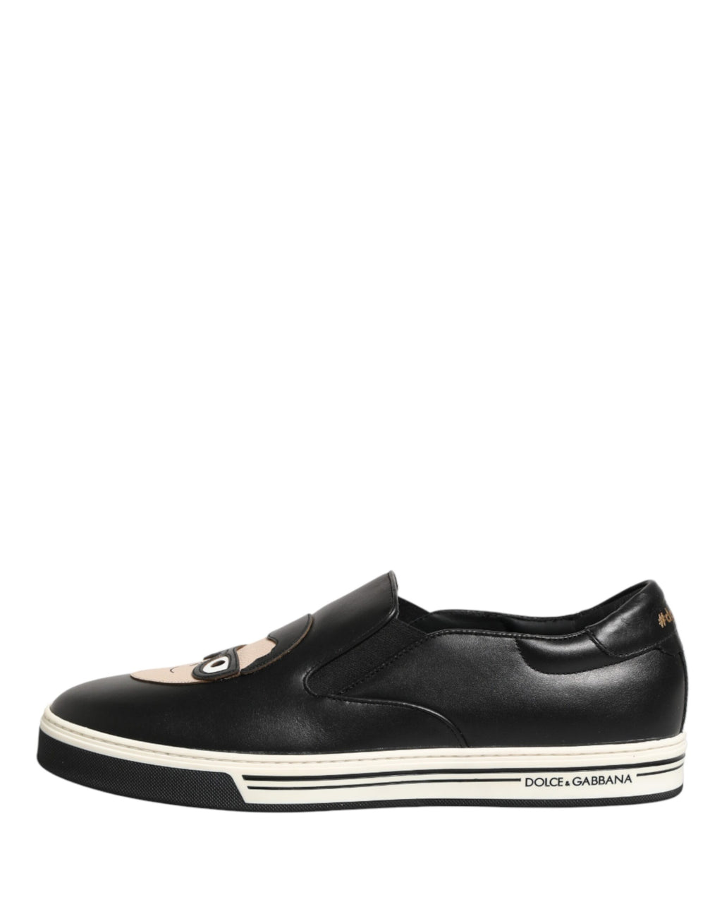 Sneakers noires en cuir signature de Dolce & Gabbana avec détails emblématiques et design élégant.