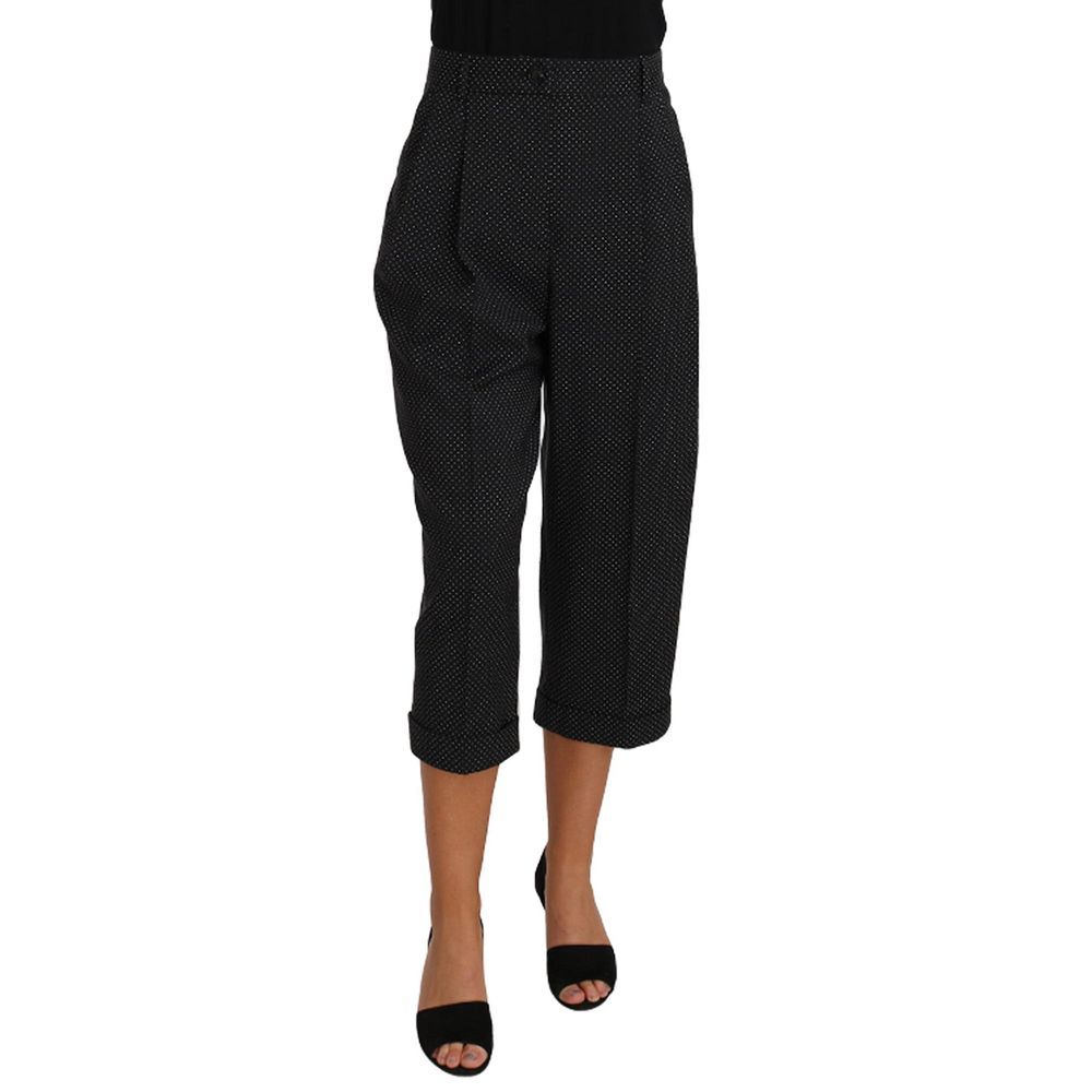 Pantalon noir en coton de Dolce & Gabbana, style élégant pour homme, visible avec une coupe classique.