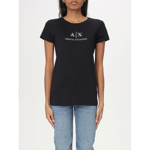T-shirt en coton noir Armani Exchange, coupe classique, logo discret sur la poitrine, idéal pour un style décontracté.