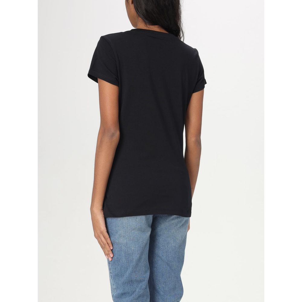 T-shirt en coton noir Armani Exchange, coupe classique, logo discret sur la poitrine, pour homme.