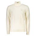 Pull en coton blanc Hugo Boss à col roulé, visible avec texture douce et design élégant, parfait pour un style sophistiqué.